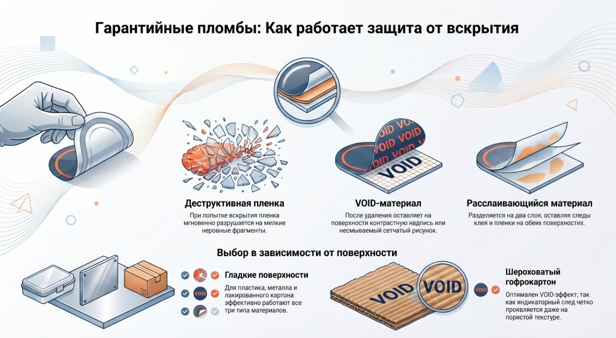 Пломбы наклейки против вскрытия